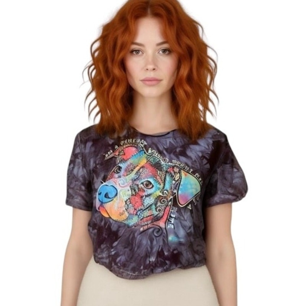 The Mountain Dean Russo Pitbull T-Shirt Womens  L Grey Tie Dye Graphic Boho‎